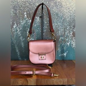 Bellucci Metallic Rose Italian Leather Handbag